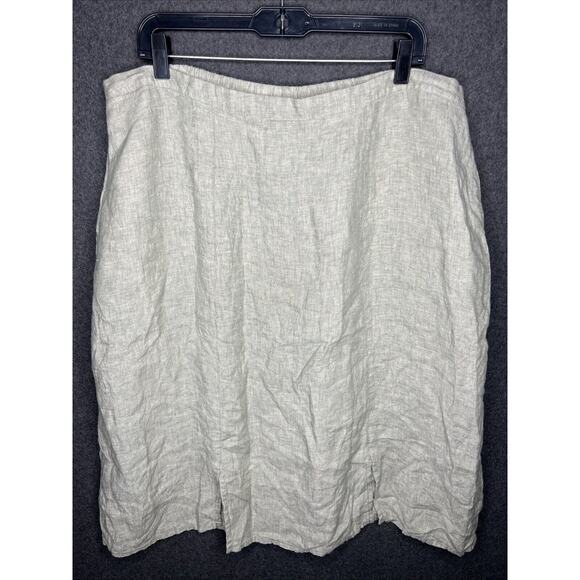 FLAX Engelhart Linen Long Skirt Size 1G XL Gray Textured Midi Women’s Lagenlook - Picture 1 of 11
